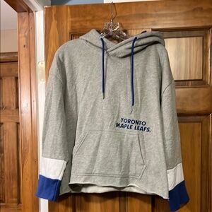 NHL Toronto Maple Leafs Gray Hoodie with Blue Accents - Size Small